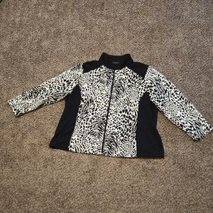 Susan Graver Kids Black and White Animal Print Puffer Jacket